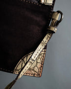 "MIU MIU" Belt strap design embossed leather hand bag