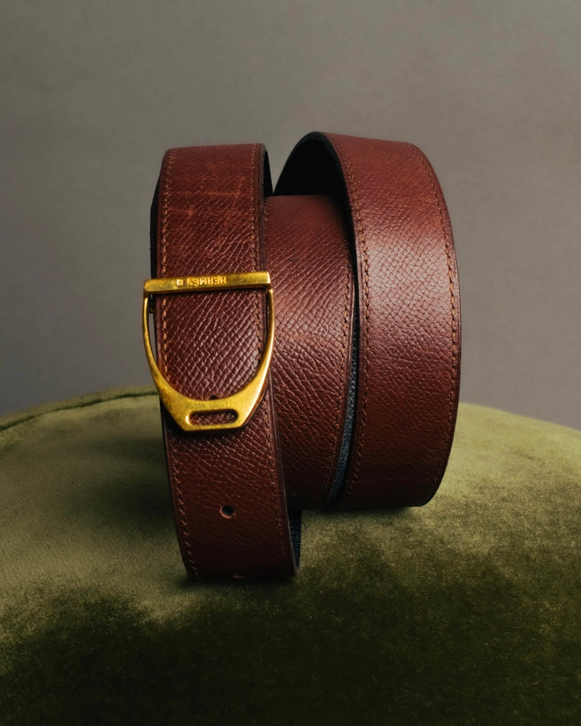 "Hermès" Vintage grained leather belt