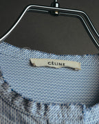 "CÉLINE" 10's Textured cotton collarless tunic shirt
