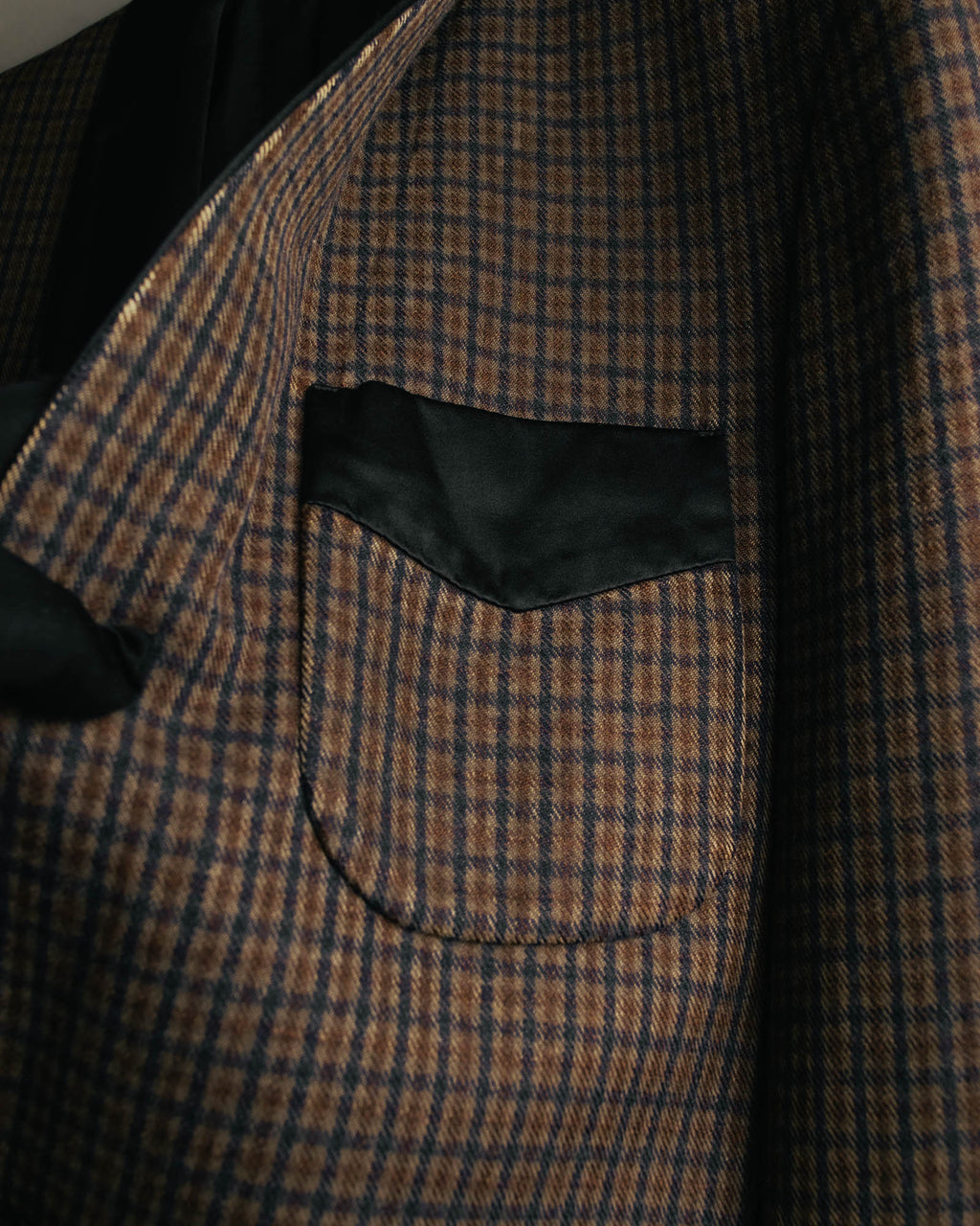 -SPECIAL- "Maison Martin Margiela" 00's Check shawl collar smoking jacket with satin contrast