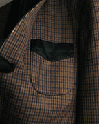 -SPECIAL- "Maison Martin Margiela" 00's Check shawl collar smoking jacket with satin contrast