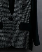 "Christian Dior" Jacquard switching design no-collar jacket