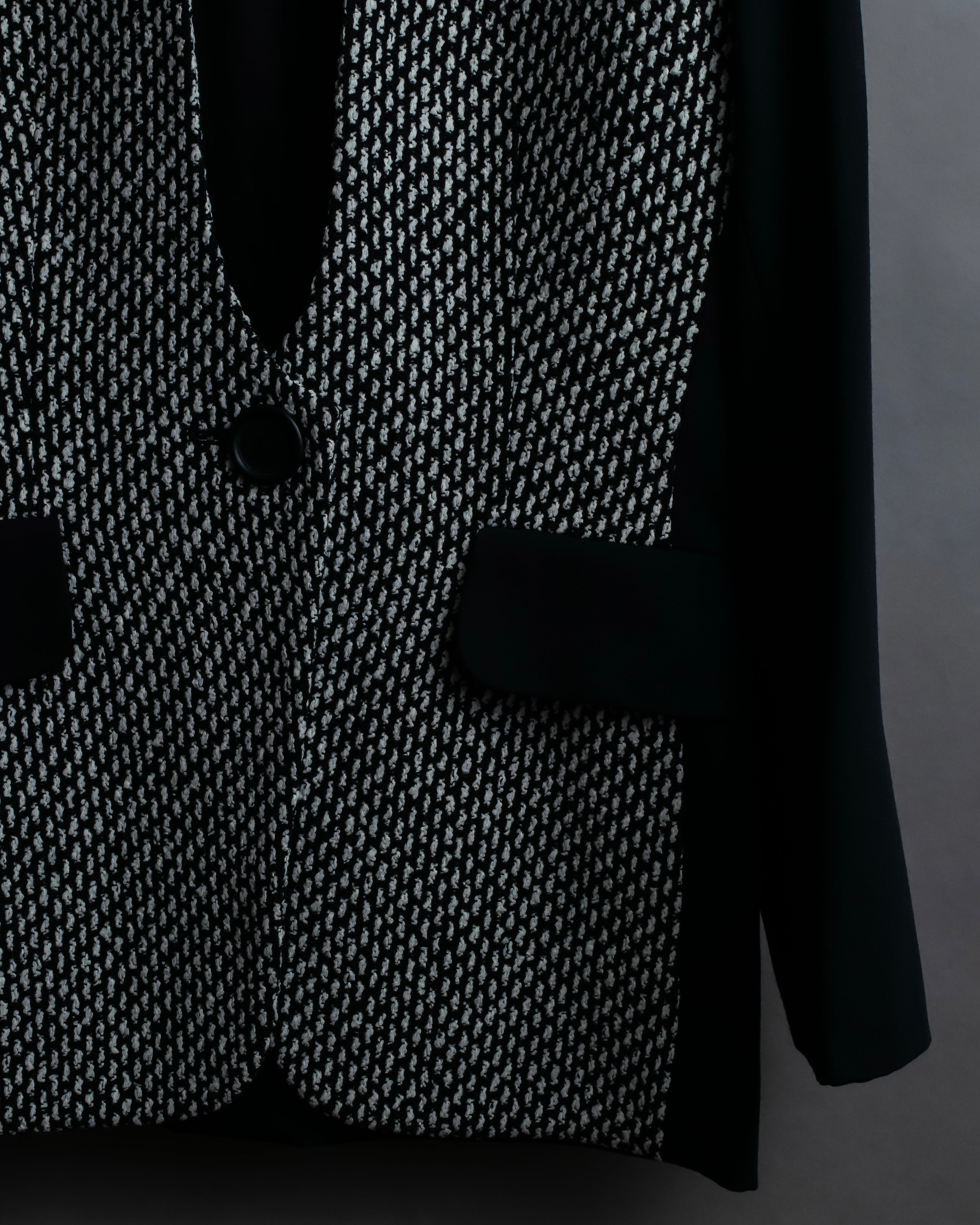 "Christian Dior" Jacquard switching design no-collar jacket