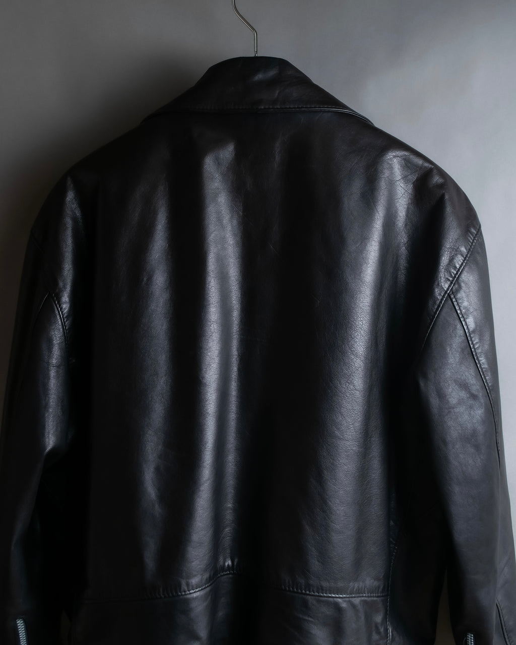 "MOSCHINO" Box silhouette leather double rider jacket