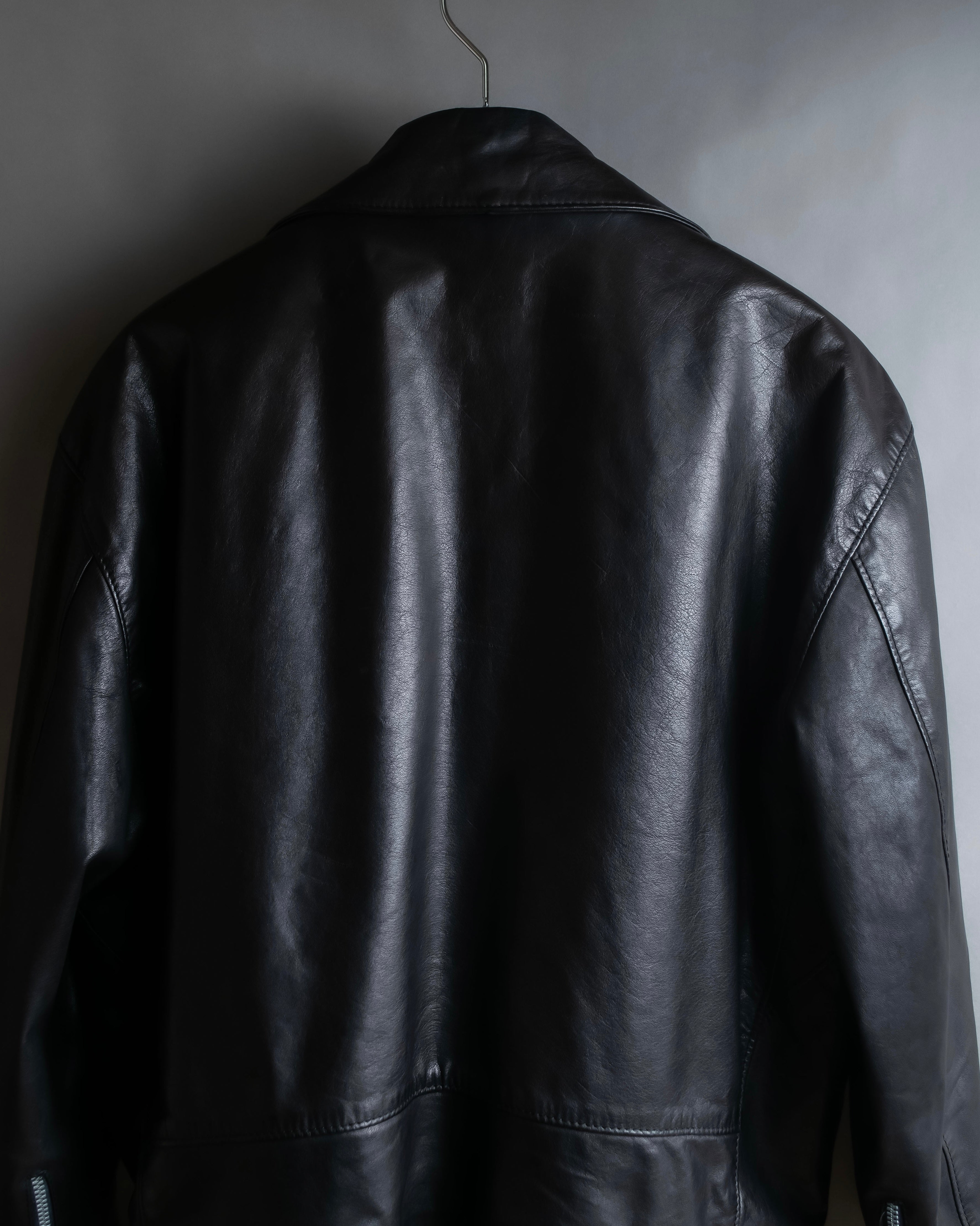 "MOSCHINO" Box silhouette leather double rider jacket