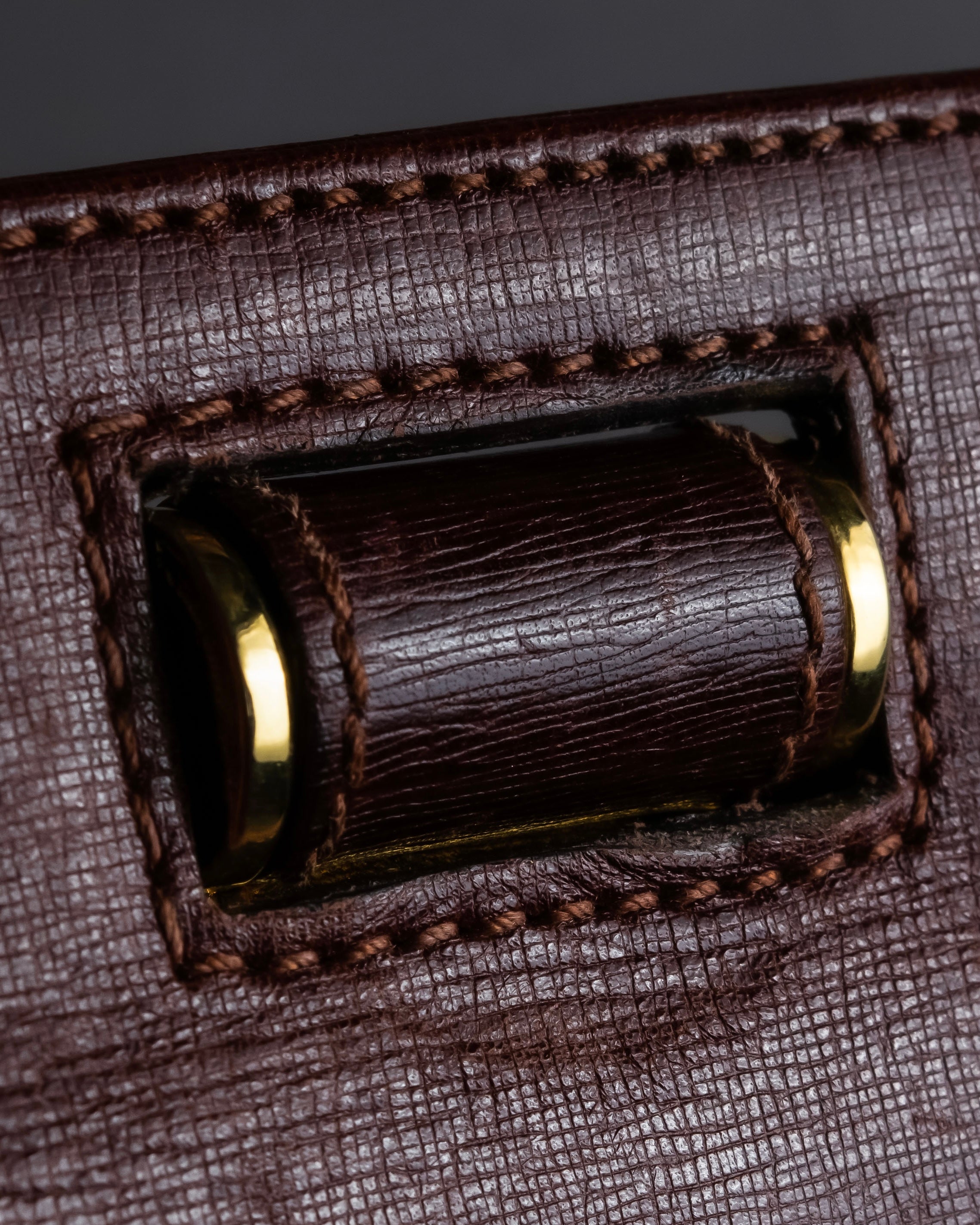 "Salvatore Ferragamo" Half-moon shaped Bordeaux color leather shoulder bag