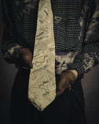 -MOOD MILLÉSIMES- 90’s-00’s financial newspaper print silk tie