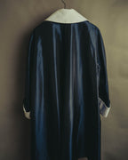 "CELINE" 70's-80's Dramatic contrast collar long coat