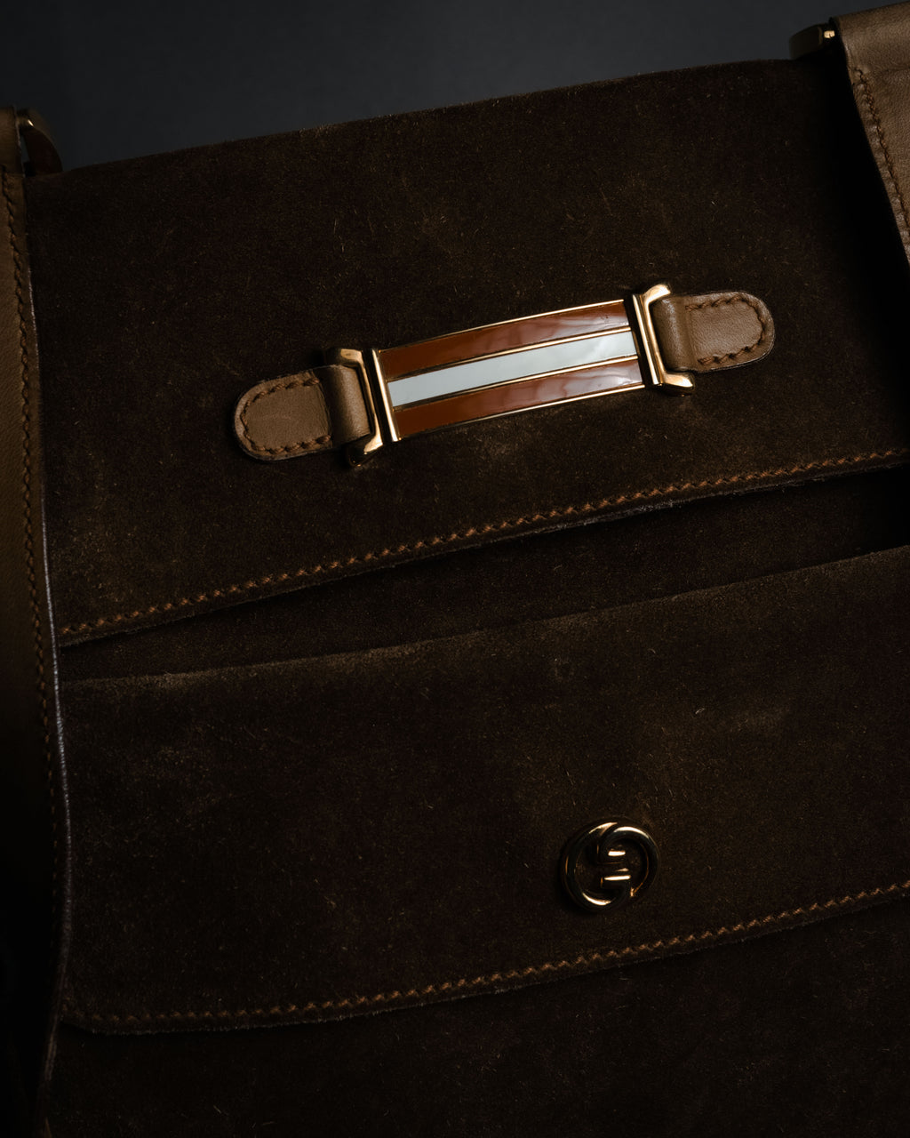 "GUCCI" 60’s-70’s suede and leather shoulder bag