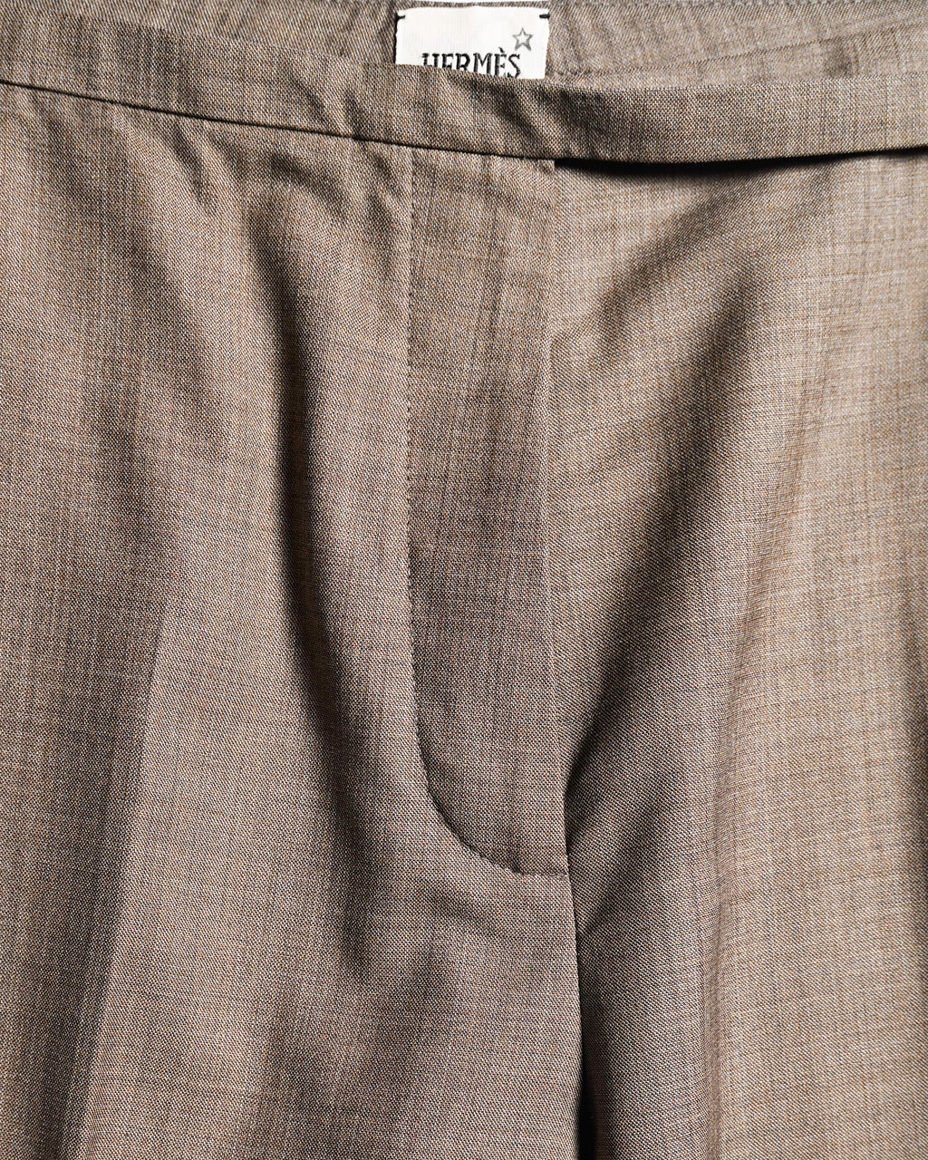 Hermes/ Silk Blended Waist Belt Shorts Brown