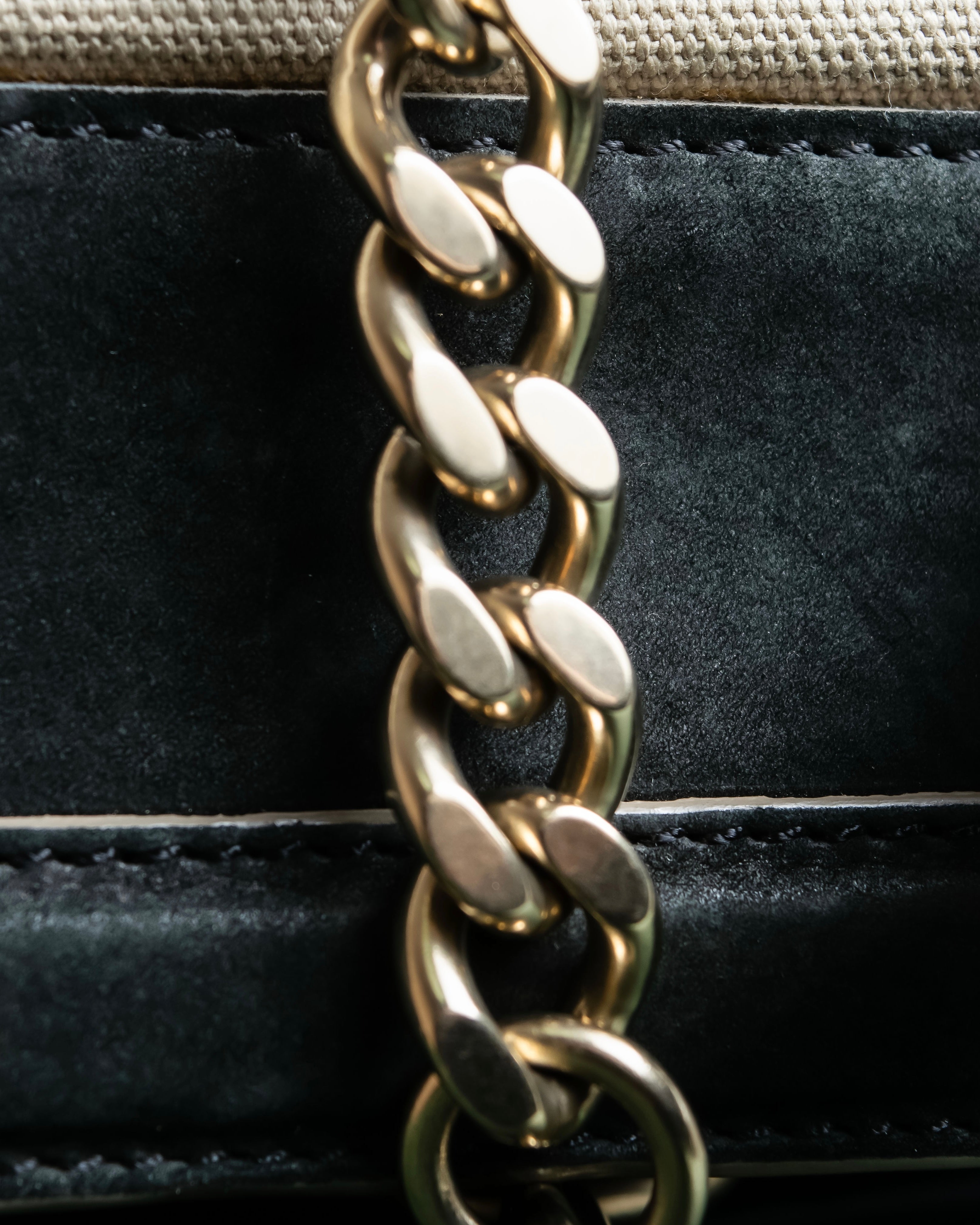 "Chloe" Leather &amp; canvas combination design chain crossbody bag