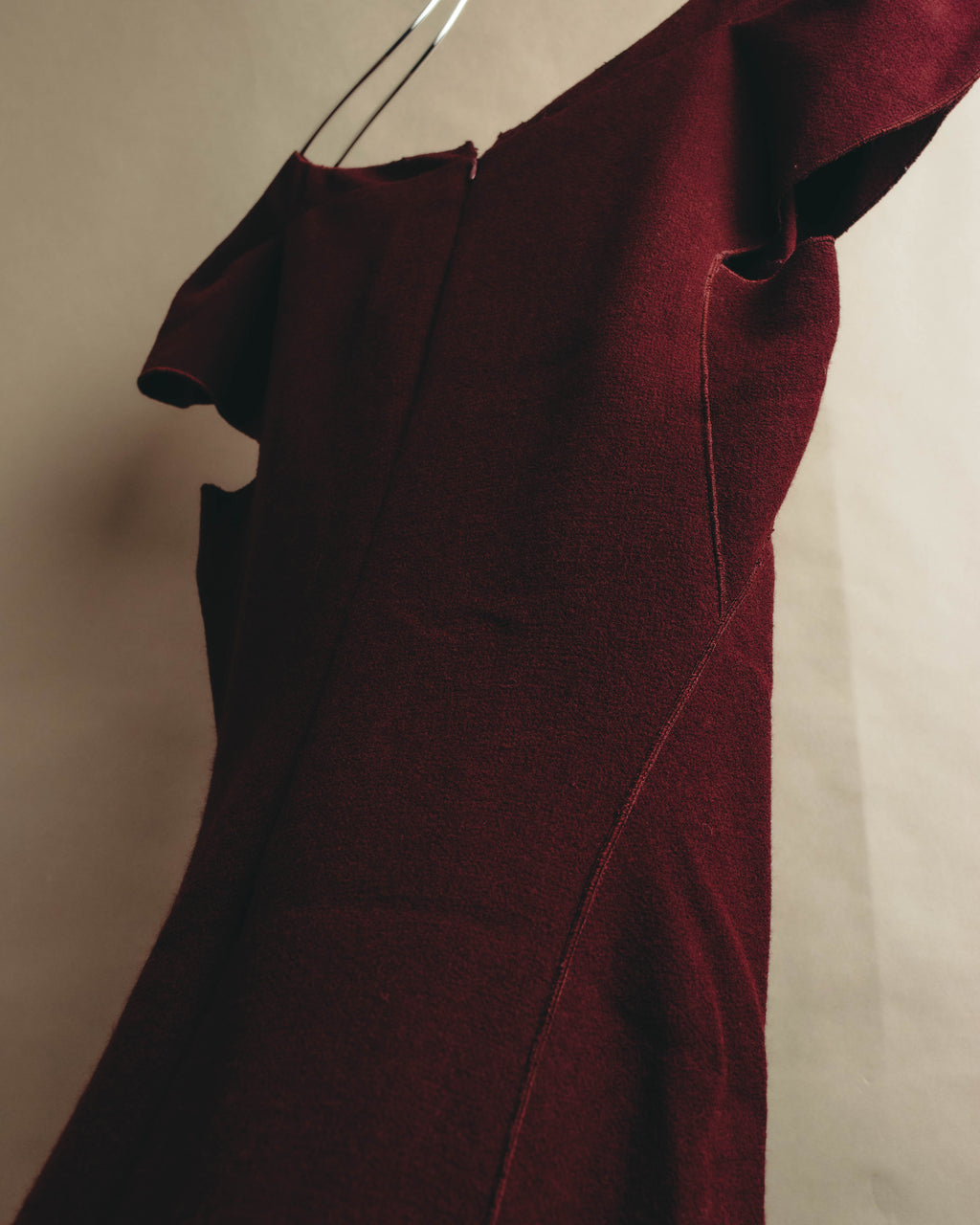 “BOTTEGA VENETA” 10’s Sculptural flutter sleeve wool dress