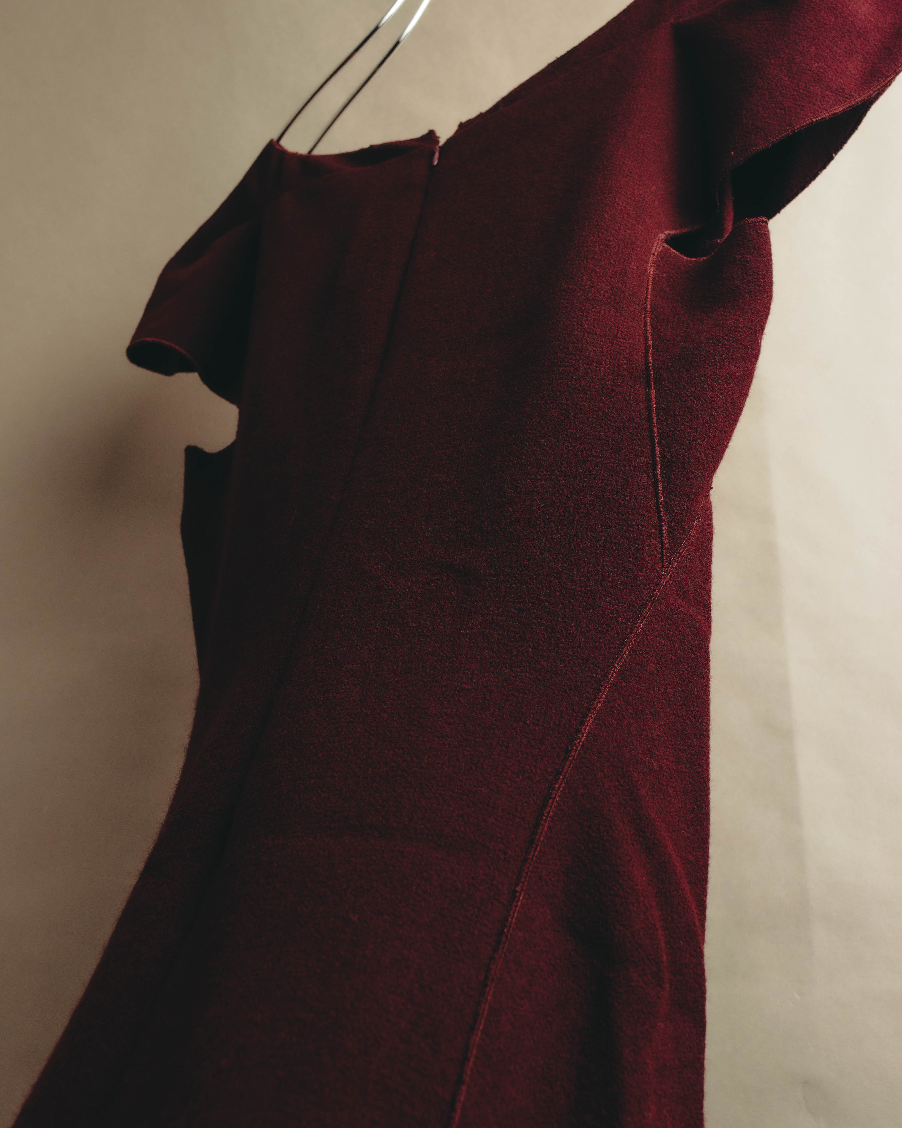 “BOTTEGA VENETA” 10’s Sculptural flutter sleeve wool dress