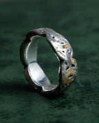"CHANEL" Coco mark motif beige parts silver ring