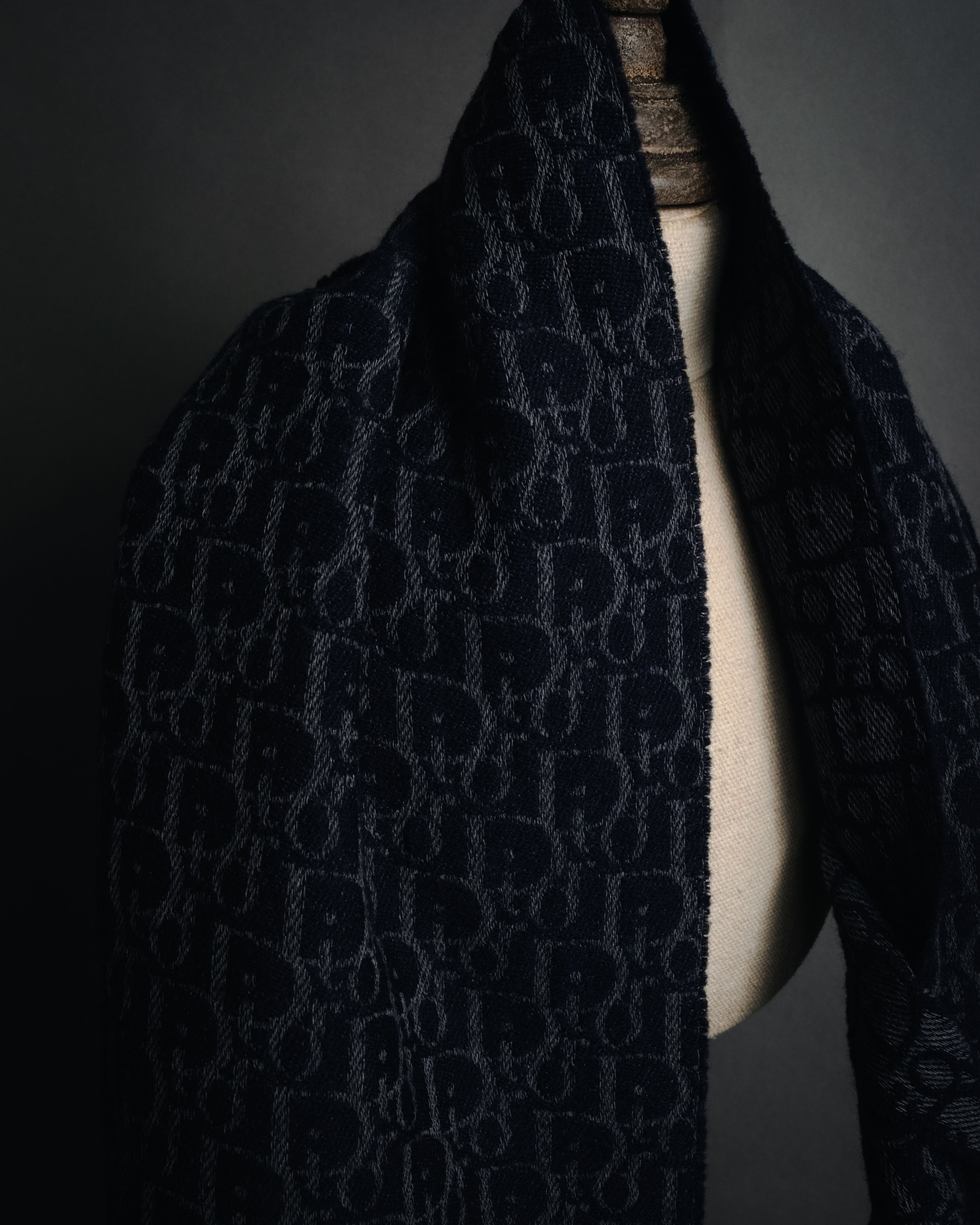 "Christian Dior" 70’s-80’s oblique jacquard merino wool stole