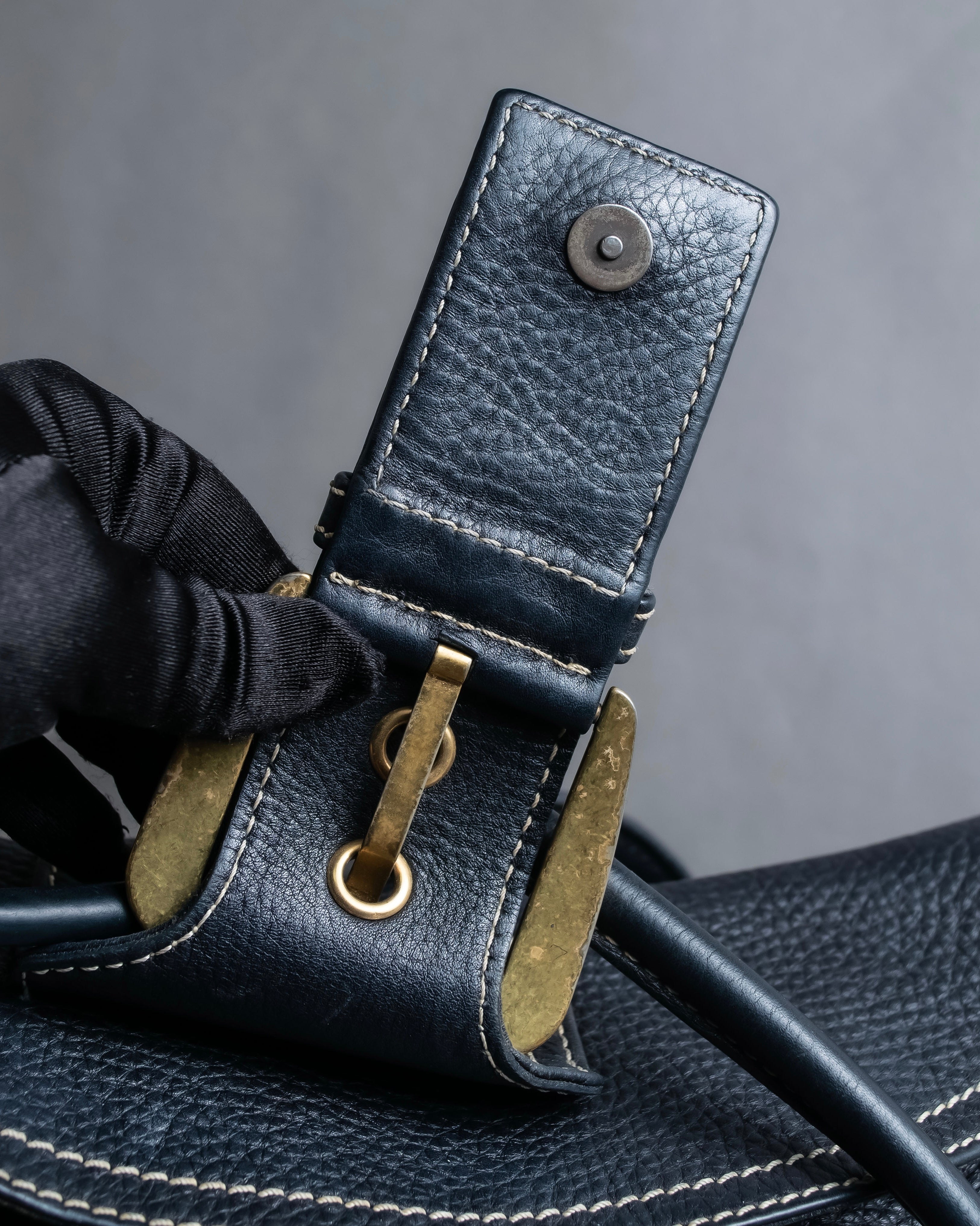 "CELINE" Gold buckle design large shoe bag shoulder bag