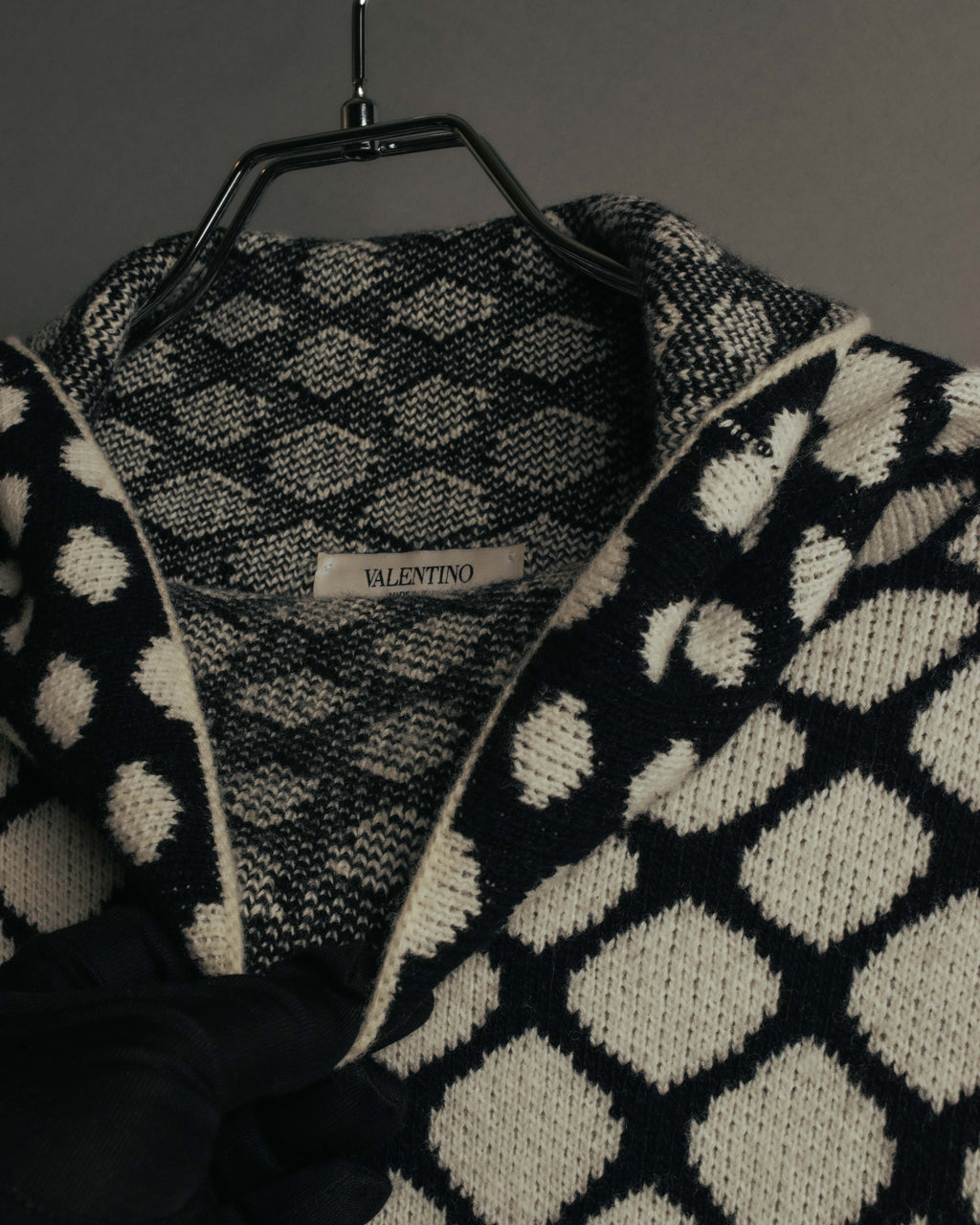 "VALENTINO" 20's Oversized diamond jacquard turtleneck knit sweater