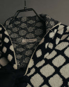 "VALENTINO" 20's Oversized diamond jacquard turtleneck knit sweater