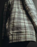 -SPECIAL- "Hermès" 10's Textured linen blend check blazer