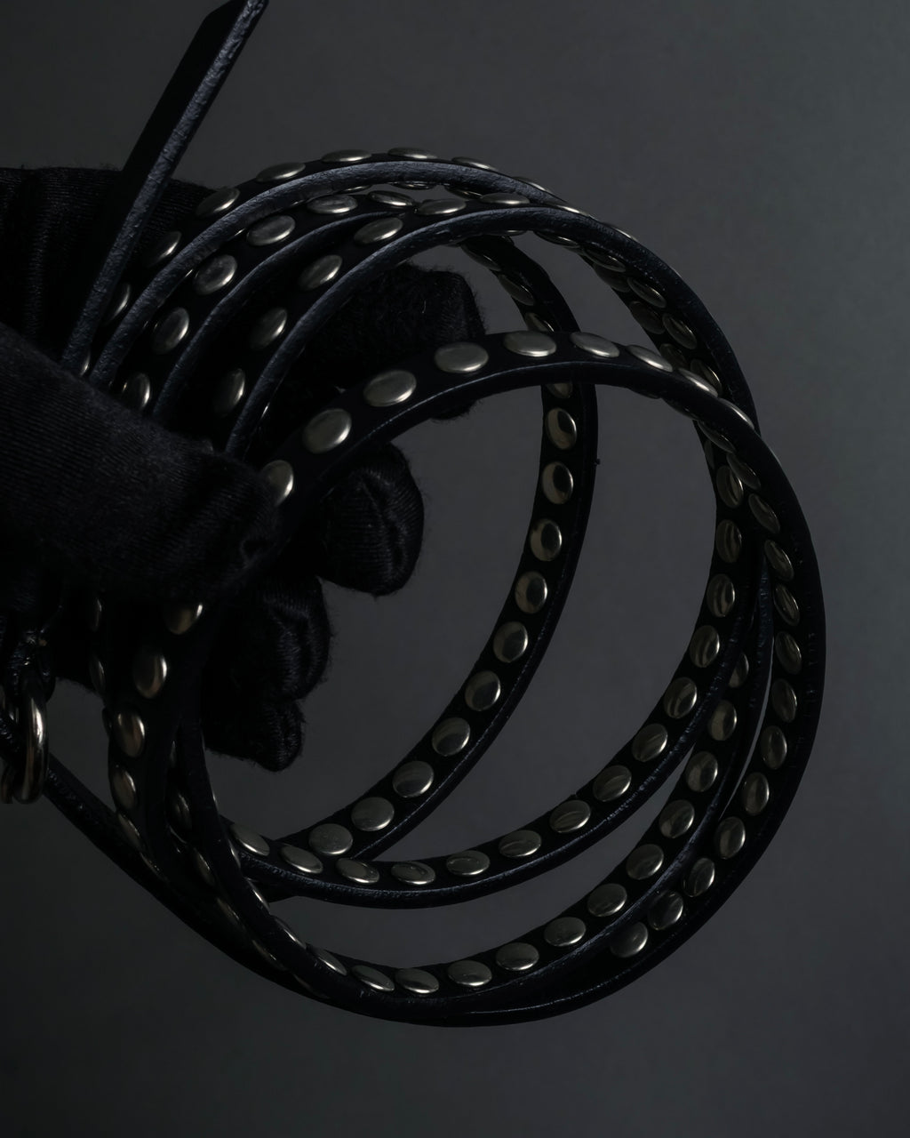 "MIU MIU" Silver metal stud design leather narrow belt