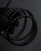 "MIU MIU" Silver metal stud design leather narrow belt