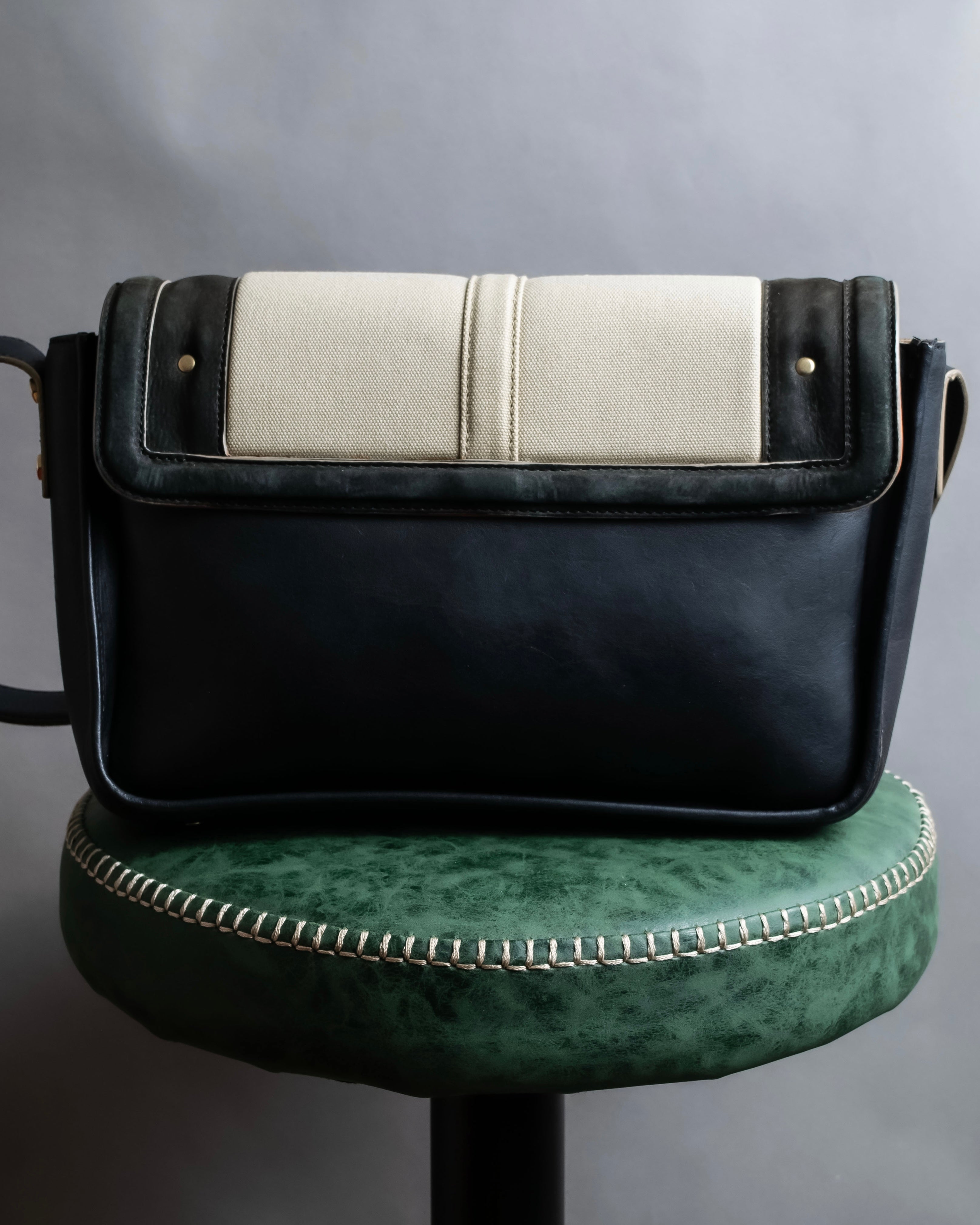 "Chloe" Leather &amp; canvas combination design chain crossbody bag