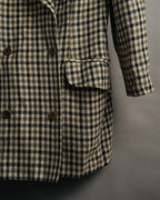 "GUCCI" 80's-early 90's Checked wool cashmere double-breasted jacket