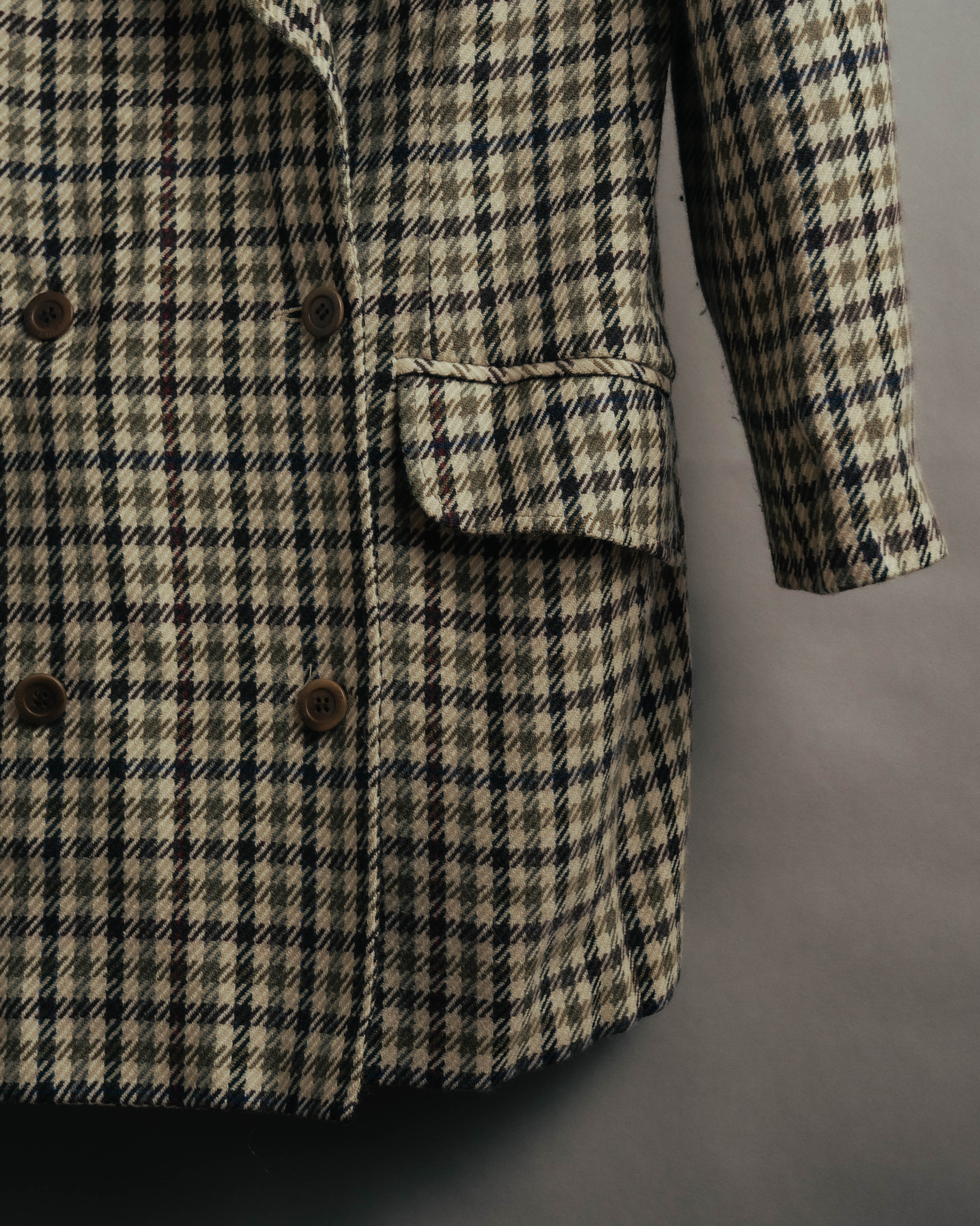 "GUCCI" 80's-early 90's Checked wool cashmere double-breasted jacket