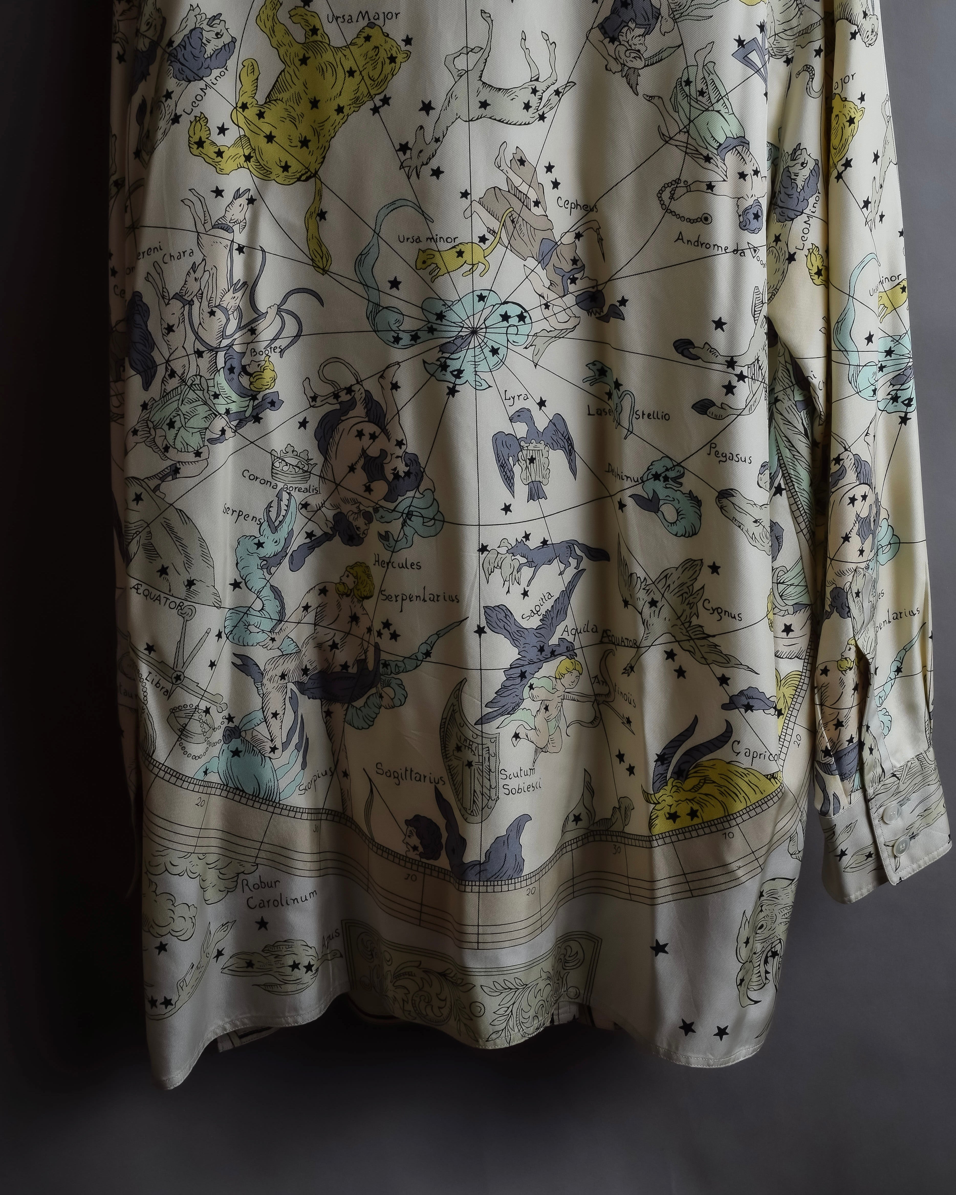 "HERMES" Margiela period Les Étoiles, Stars silk shirt