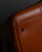 "PRADA" Belt flap detail rounded boston leather bag