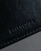 "BALENCIAGA" Logo engraved compact leather tri-fold wallet