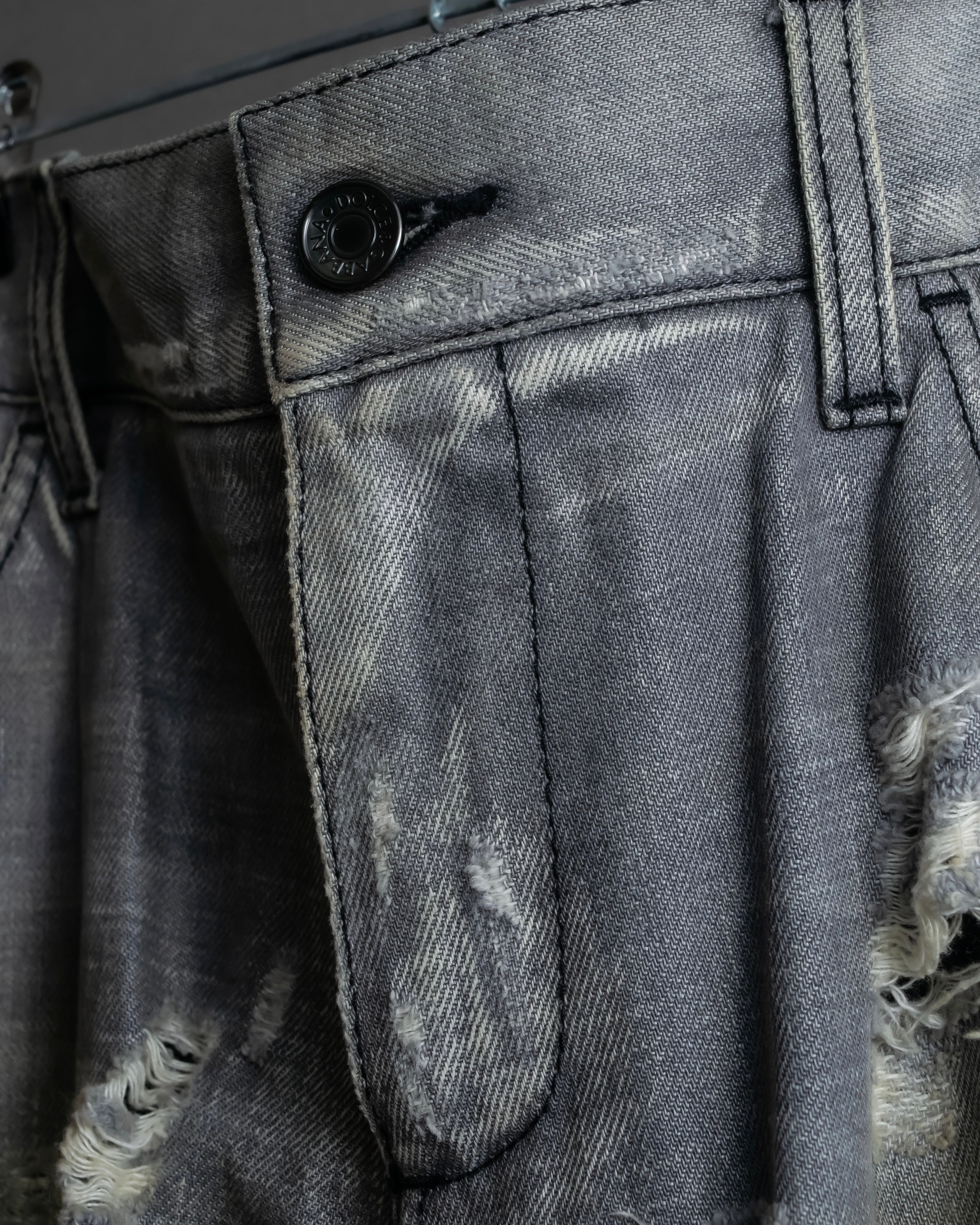 "Dolce &amp; Gabbana"Faded design gray denim pants