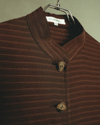 “YVES SAINT LAURENT” 80’s-90’s textured silk blend mandarin collar long shirt