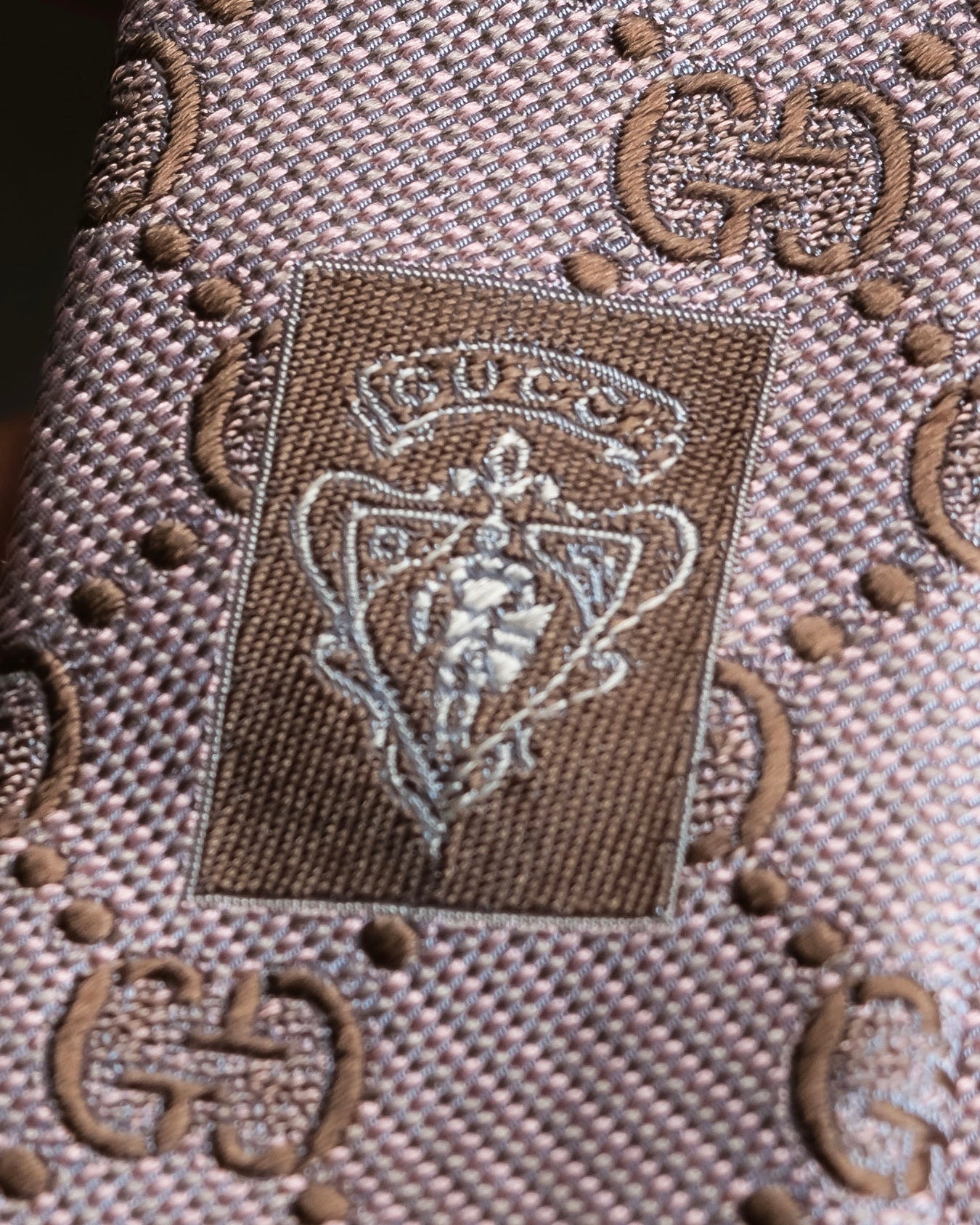 "GUCCI" 100% silk GG pattern jacquard weave neck tie