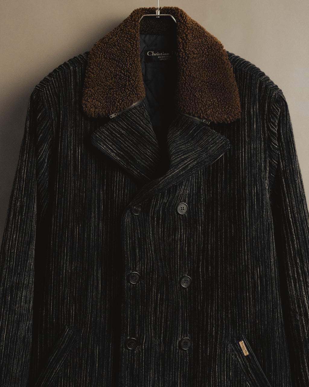 "Christian Dior" 80's-90's Classically tailored belted double-breasted coat