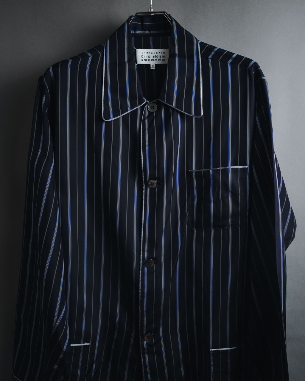 "Maison Margiela" 2021AW piped striped lounge shirt