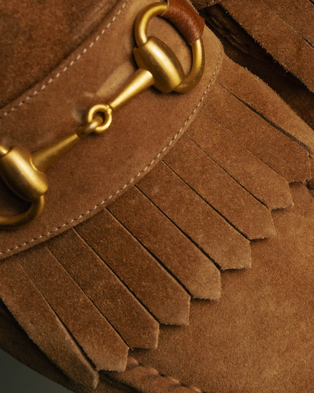“GUCCI” 90’s-00’s Horsebit suede fringe loafers