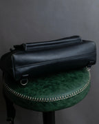 "JEAN PAUL GAULTIER" Logo engraved clasp frame 2way leather bag
