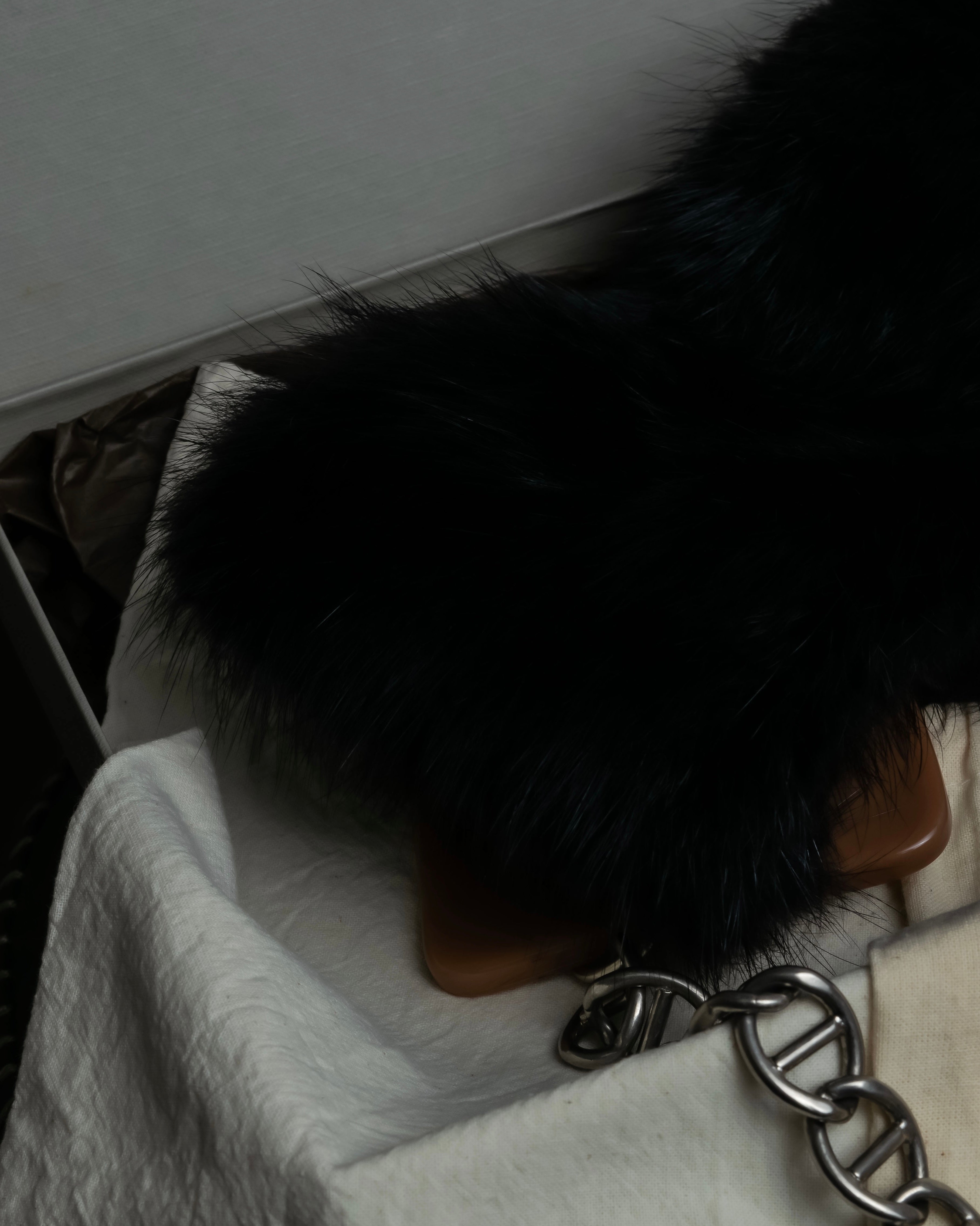 "MARNI" Faux fur collar＆mixed material docking accessory