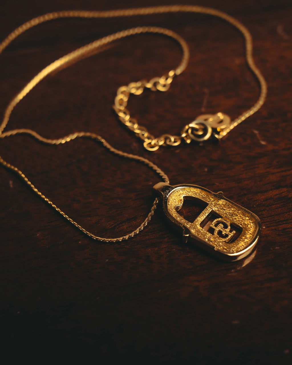 "Christian Dior" 90's Rhinestone padlock pendant necklace