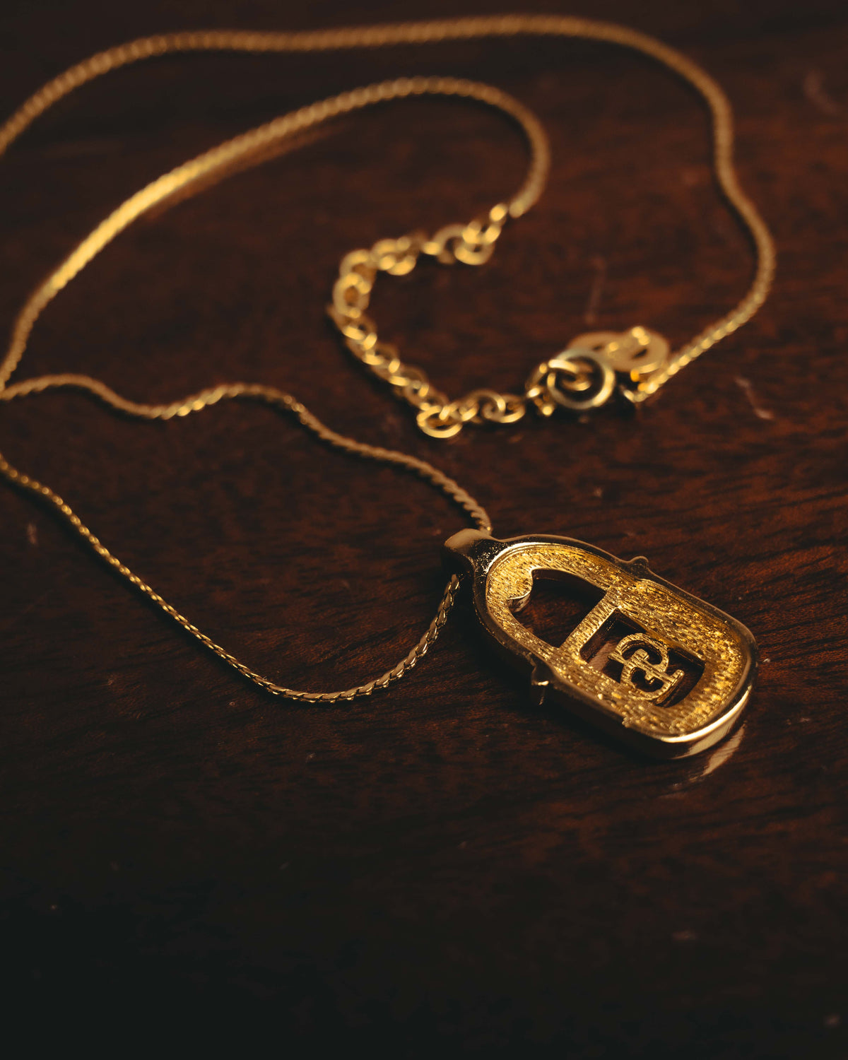 "Christian Dior" 90's Rhinestone padlock pendant necklace