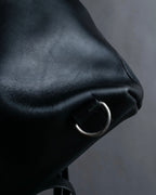 "JEAN PAUL GAULTIER" Logo engraved clasp frame 2way leather bag