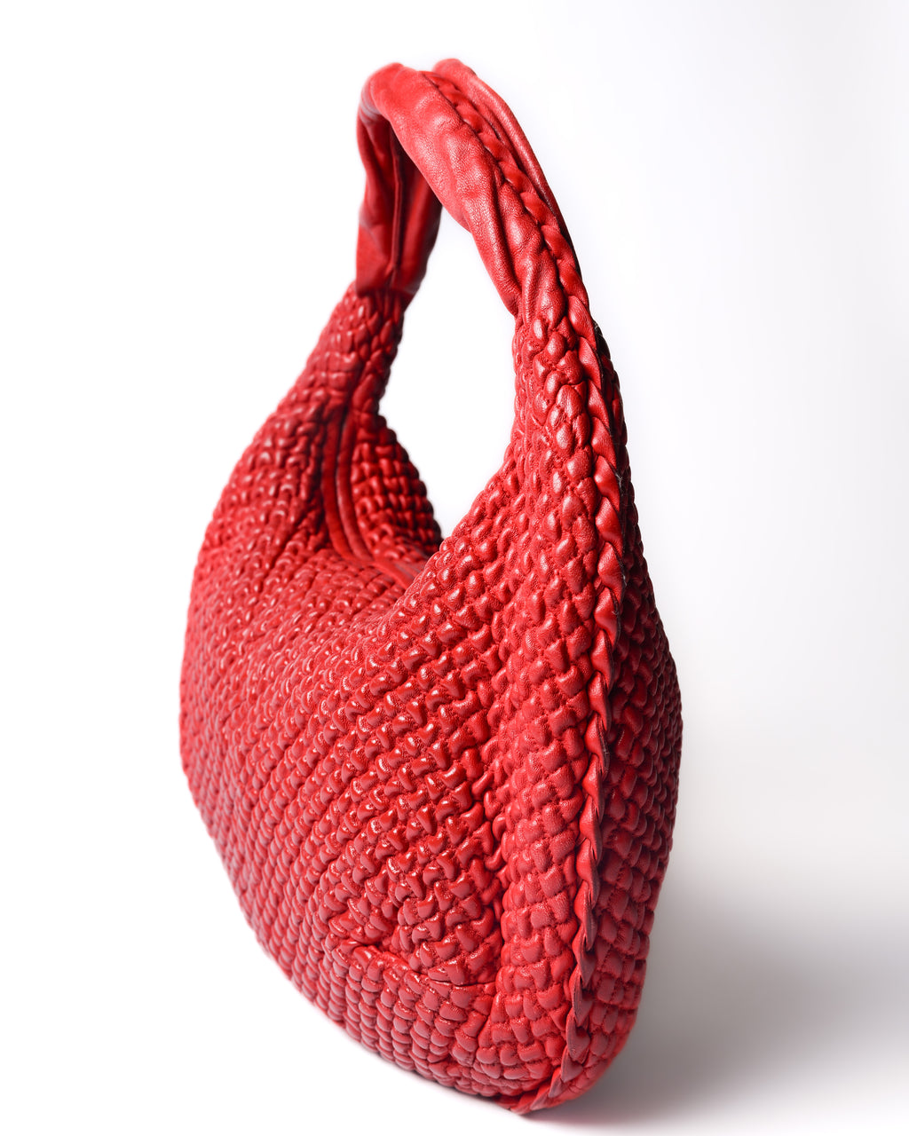 BOTTEGA VENETA/ Leather Hobo Shoulder Bag Red
