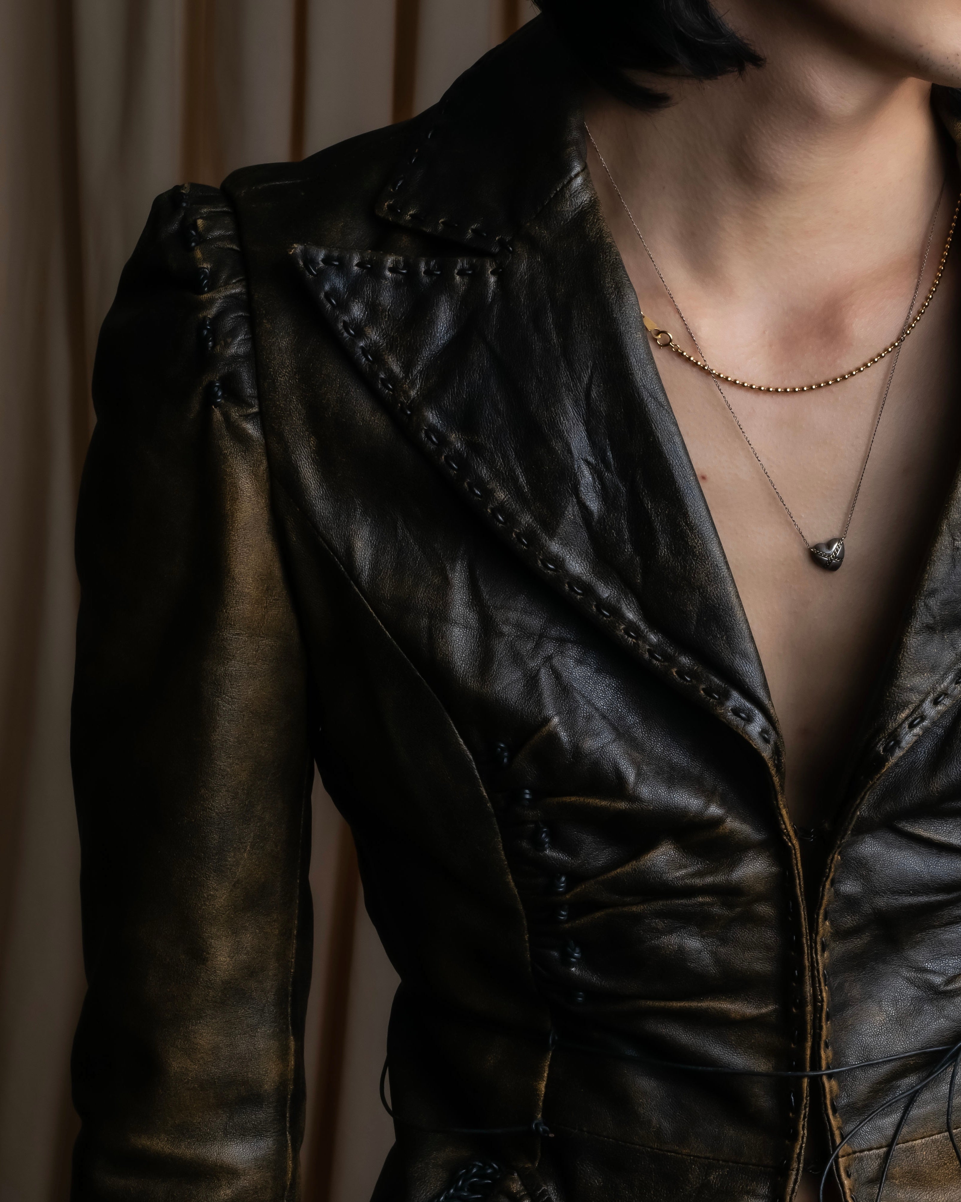 "ROBERTA SCARPA" 100% lamb leather gathered design shaped jacket