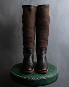 "HERMES" Shearling lining leather combination long boots