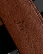 "CELINE" Oval link chain design leather combination belt