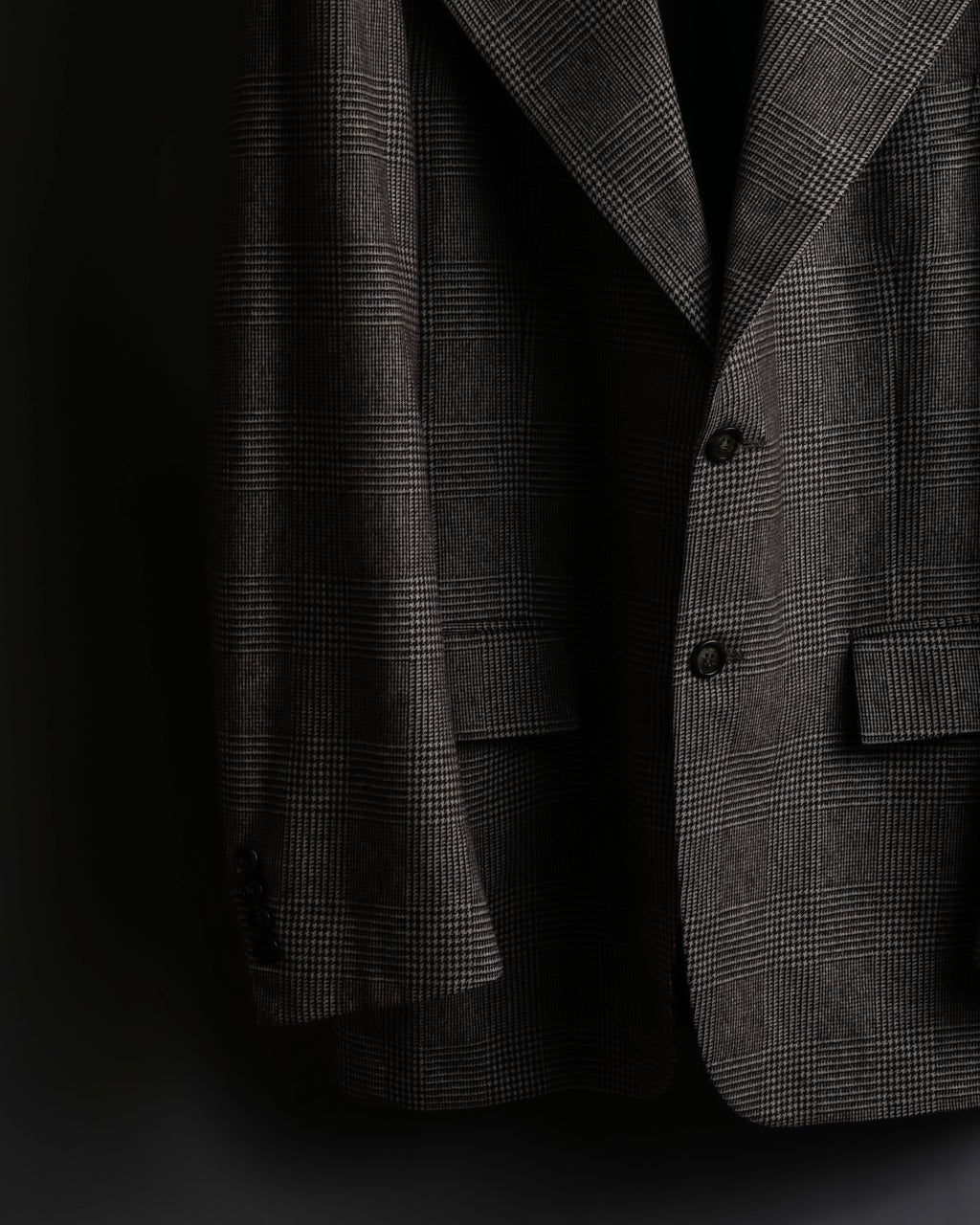 "YVES SAINT LAURENT" Glen plaid oversized wool tailored jacket