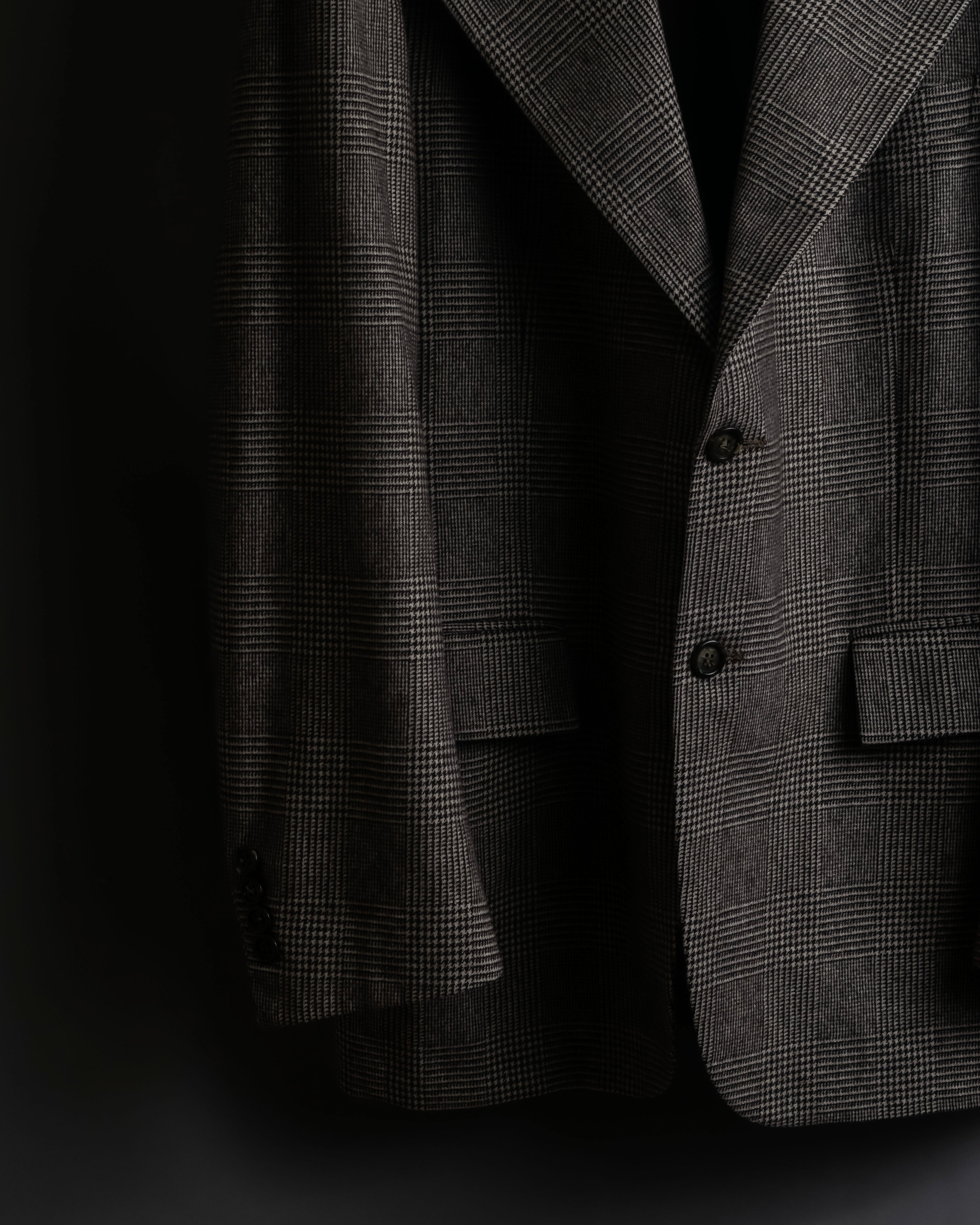 "YVES SAINT LAURENT" Glen plaid oversized wool tailored jacket