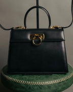 “Salvatore Ferragamo” 90’s-00’s Gancini top handle box calf bag