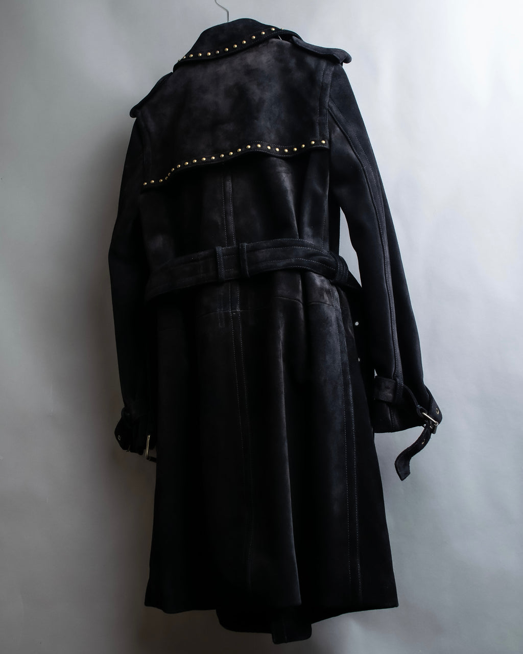 "Saint Laurent" 19AW gold studs design suede long coat